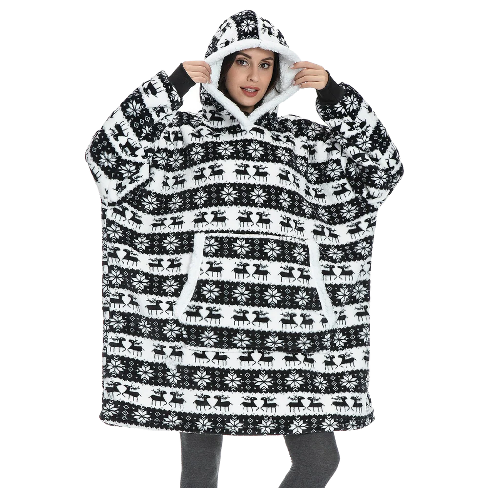 Giant Plaid Blanket Hoodie in Flannel and Sherpa, One Size Fits Everyone | Giant Flannel and Sherpa Hoodie | Wearable Blankets