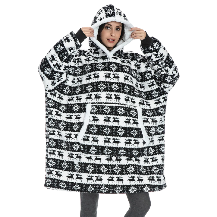 Giant Plaid Blanket Hoodie in Flannel and Sherpa, One Size Fits Everyone | Giant Flannel and Sherpa Hoodie | Wearable Blankets
