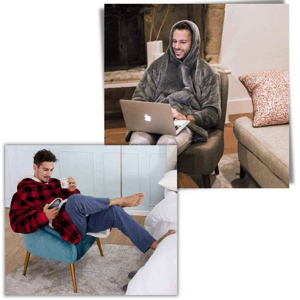 Giant Plaid Blanket Hoodie in Flannel and Sherpa, One Size Fits Everyone | Giant Flannel and Sherpa Hoodie | Wearable Blankets