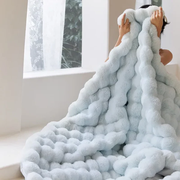 Winter Rabbit Faux Fur Throw Blanket, Double-Lined and Ultra Soft in Six Colours | Cloud-Soft Double-Lined Faux Fur | Throw Blankets