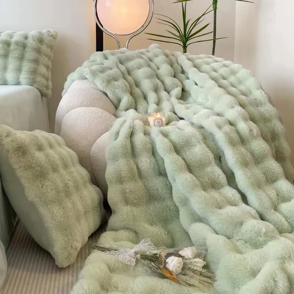 Winter Rabbit Faux Fur Throw Blanket, Double-Lined and Ultra Soft in Six Colours | Cloud-Soft Double-Lined Faux Fur | Throw Blankets