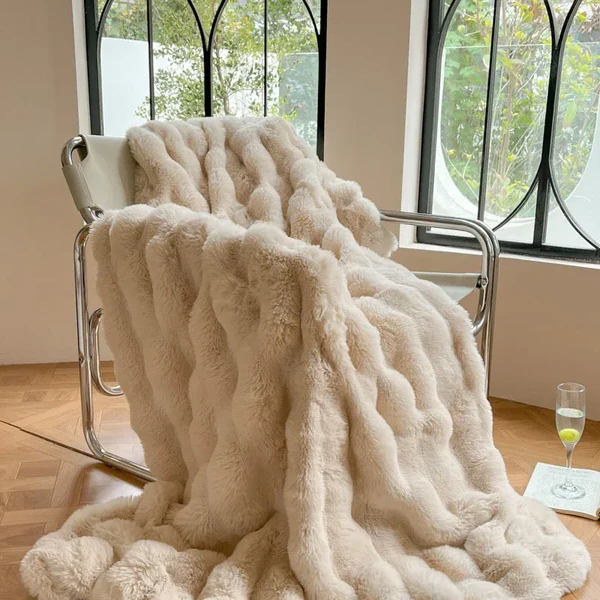 Winter Rabbit Faux Fur Throw Blanket, Double-Lined and Ultra Soft in Six Colours | Cloud-Soft Double-Lined Faux Fur | Throw Blankets