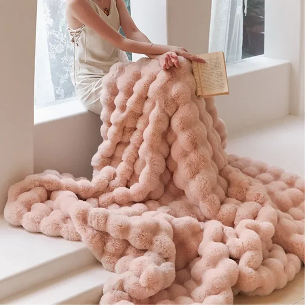 Winter Rabbit Faux Fur Throw Blanket, Double-Lined and Ultra Soft in Six Colours | Cloud-Soft Double-Lined Faux Fur | Throw Blankets