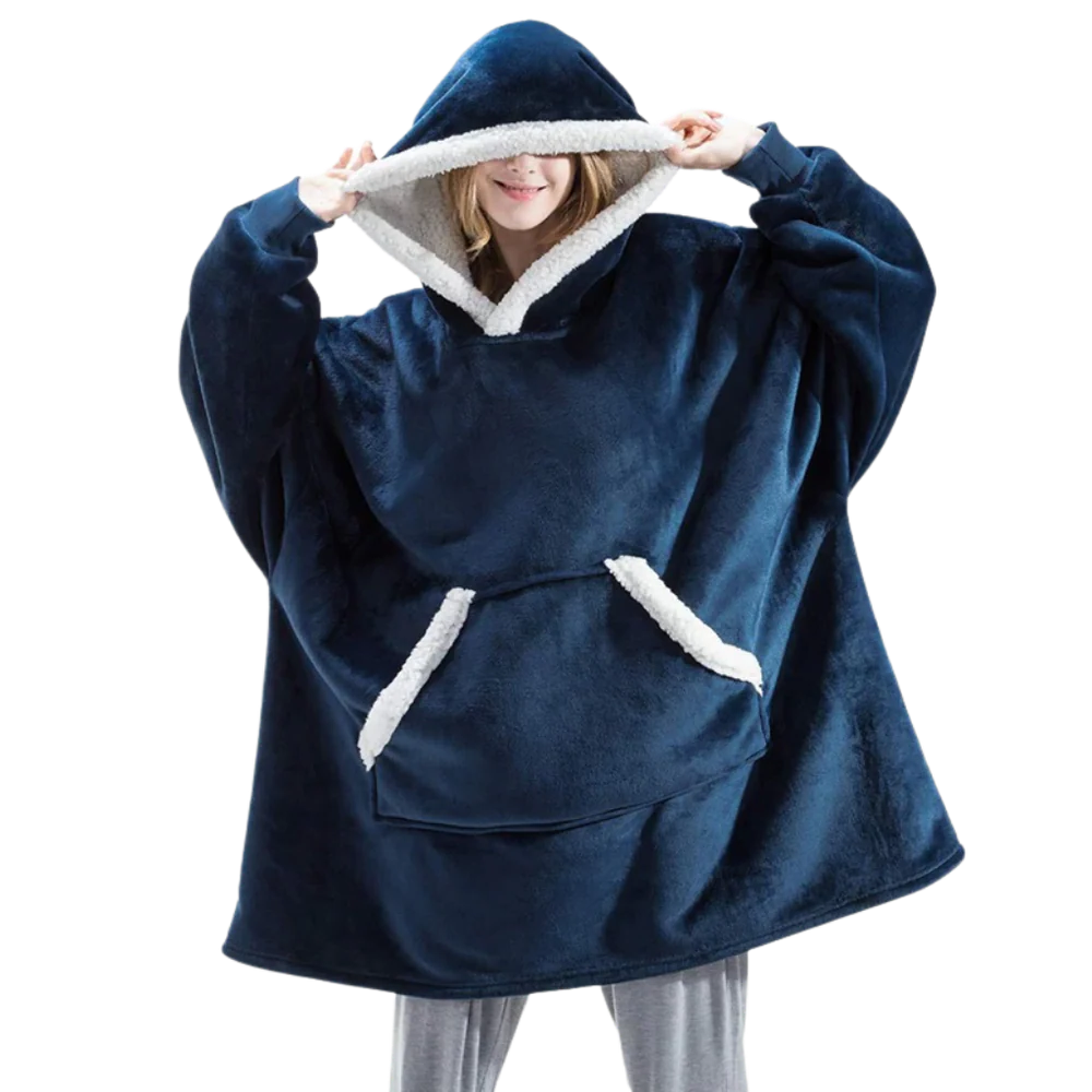 Giant Plaid Blanket Hoodie in Flannel and Sherpa, One Size Fits Everyone | Giant Flannel and Sherpa Hoodie | Wearable Blankets