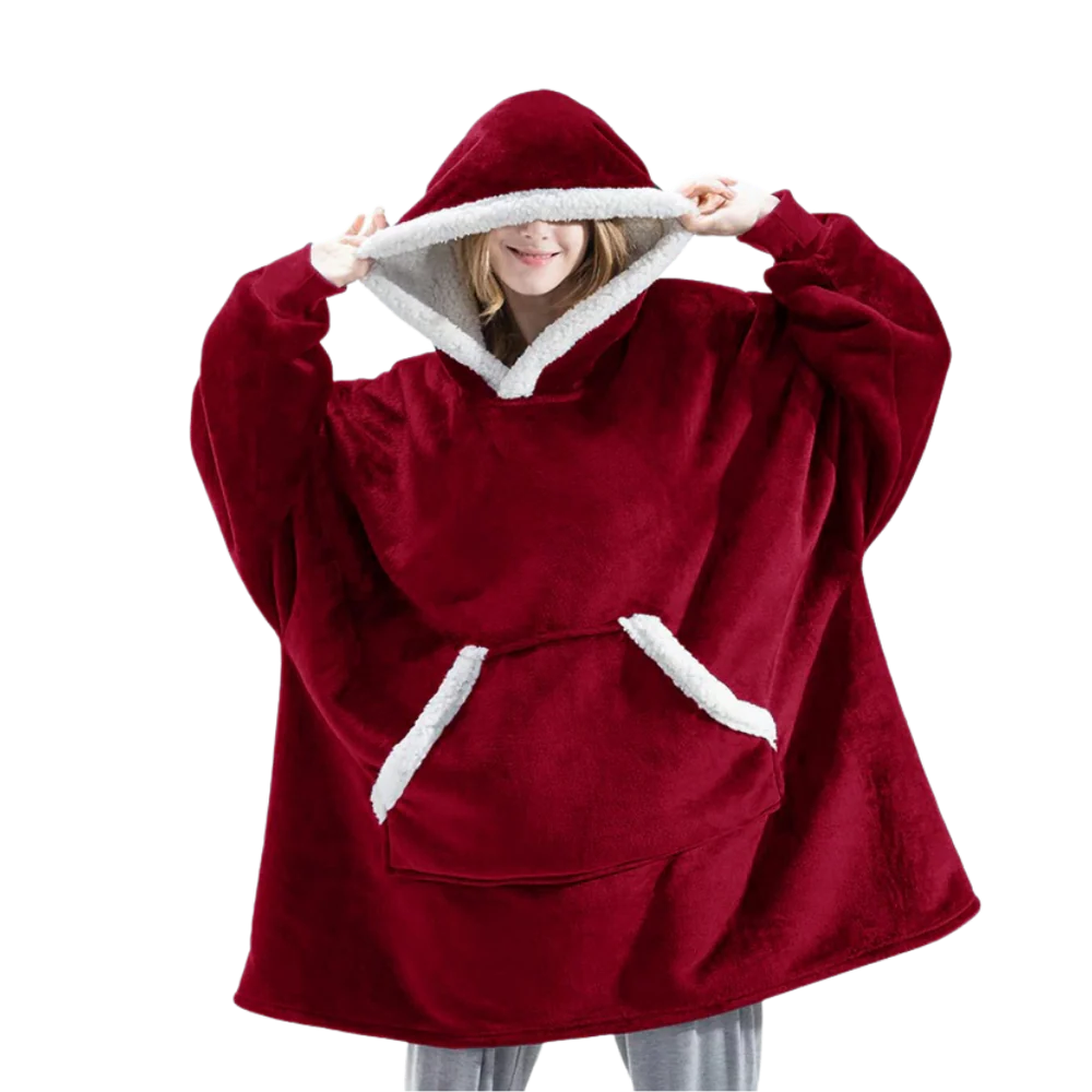 Giant Plaid Blanket Hoodie in Flannel and Sherpa, One Size Fits Everyone | Giant Flannel and Sherpa Hoodie | Wearable Blankets