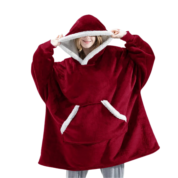 Giant Plaid Blanket Hoodie in Flannel and Sherpa, One Size Fits Everyone | Giant Flannel and Sherpa Hoodie | Wearable Blankets