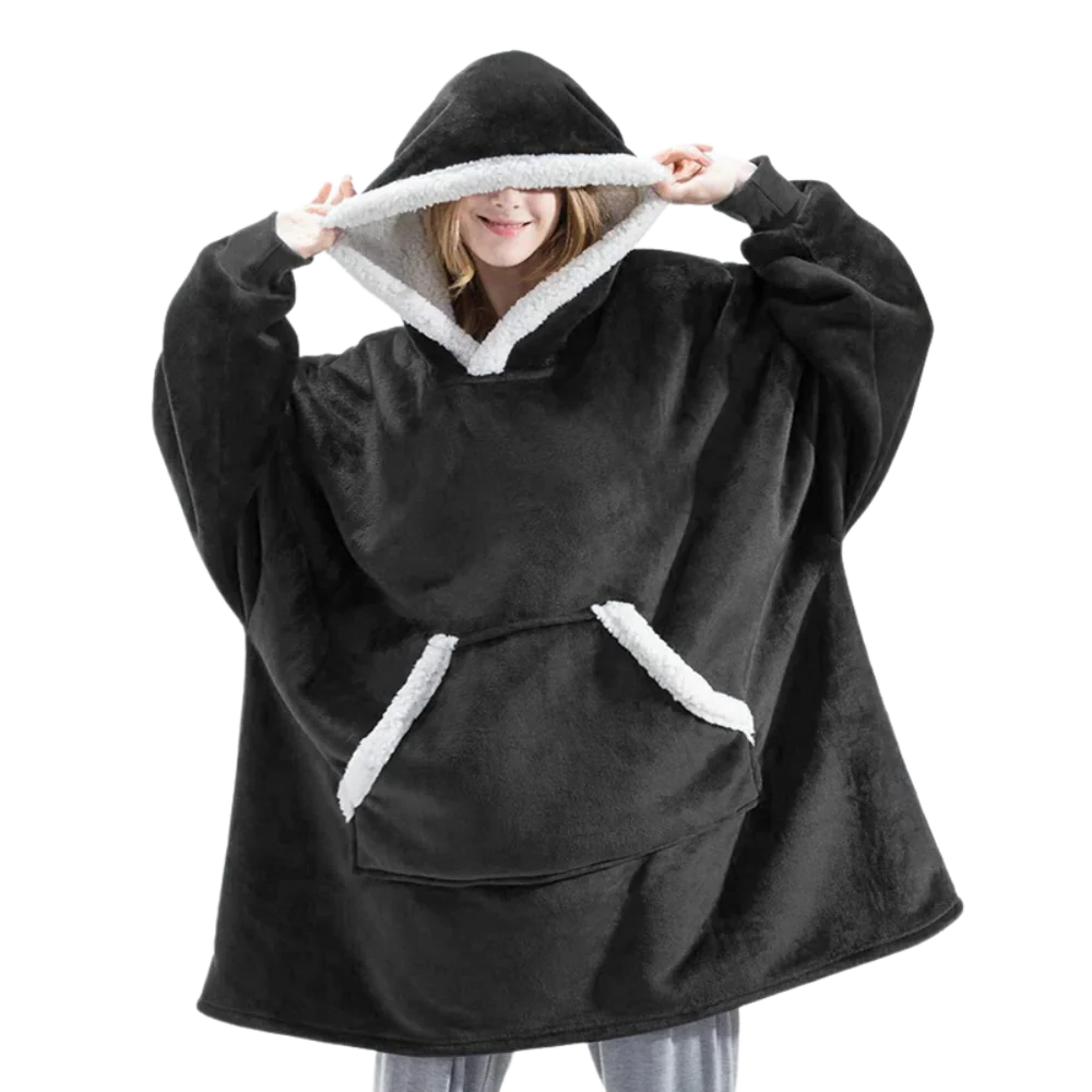 Giant Plaid Blanket Hoodie in Flannel and Sherpa, One Size Fits Everyone | Giant Flannel and Sherpa Hoodie | Wearable Blankets