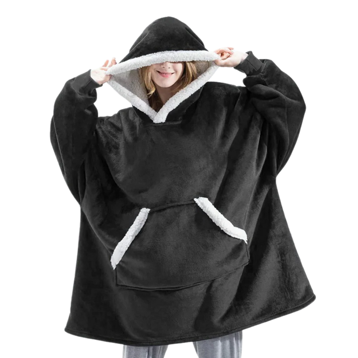 Giant Plaid Blanket Hoodie in Flannel and Sherpa, One Size Fits Everyone | Giant Flannel and Sherpa Hoodie | Wearable Blankets