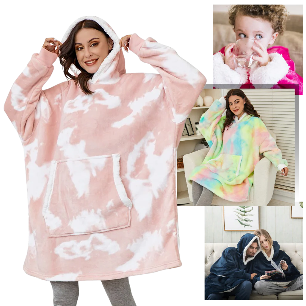 Giant Plaid Blanket Hoodie in Flannel and Sherpa, One Size Fits Everyone | Giant Flannel and Sherpa Hoodie | Wearable Blankets