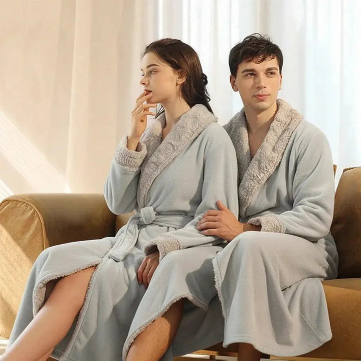 Plush Coral Fleece Bathrobe for Women and Men with Pockets | Velvety Warmth After Showers | Robes