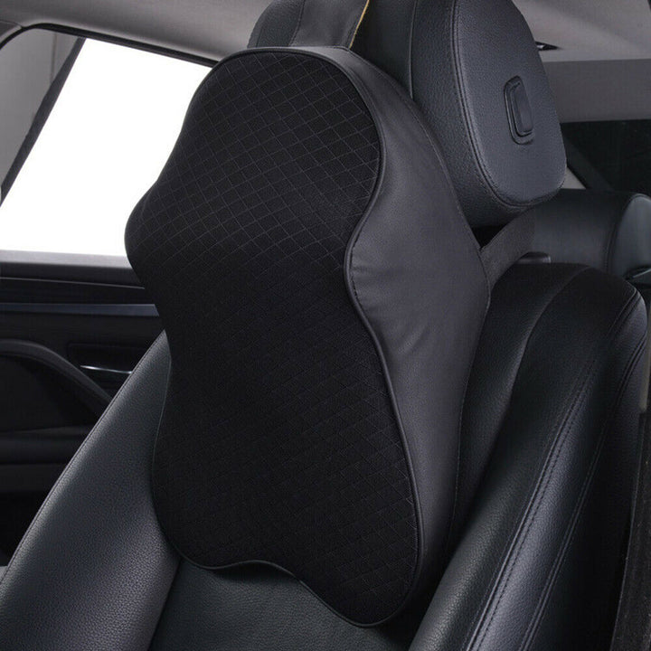Ergonomic Car Neck Pillow with Memory Foam Core and Elastic Strap | Headrest Cushion for Comfortable Drives | Car Cushions