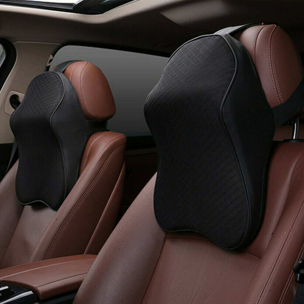 Ergonomic Car Neck Pillow with Memory Foam Core and Elastic Strap | Headrest Cushion for Comfortable Drives | Car Cushions