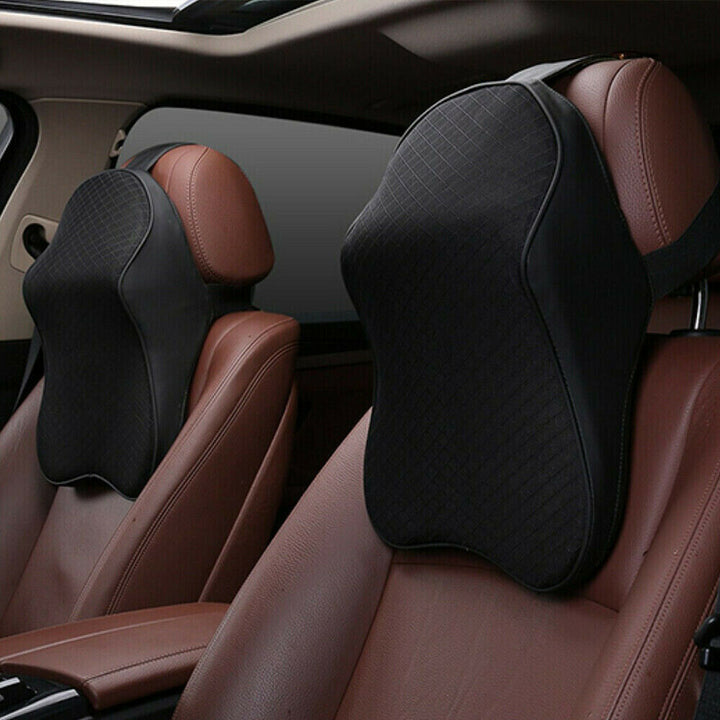 Ergonomic Car Neck Pillow with Memory Foam Core and Elastic Strap | Headrest Cushion for Comfortable Drives | Car Cushions