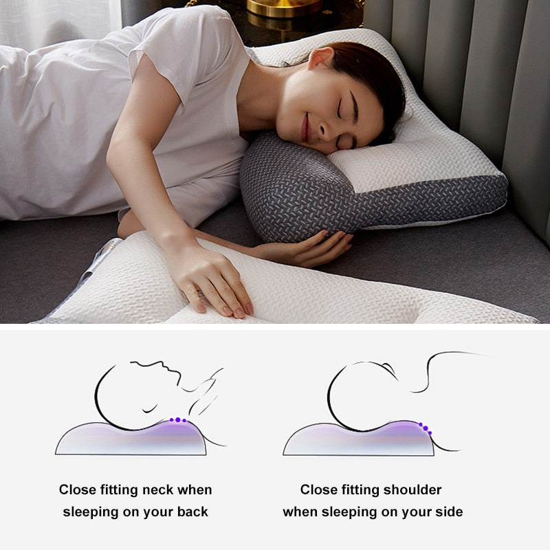 Ergonomic Cervical Pillow with 1100g Hollow Microfibre Fill for All Sleepers | Plush Support for Every Position | Bed Pillows