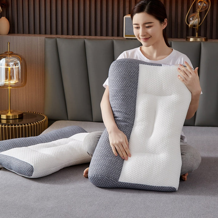 Ergonomic Cervical Pillow with 1100g Hollow Microfibre Fill for All Sleepers | Plush Support for Every Position | Bed Pillows