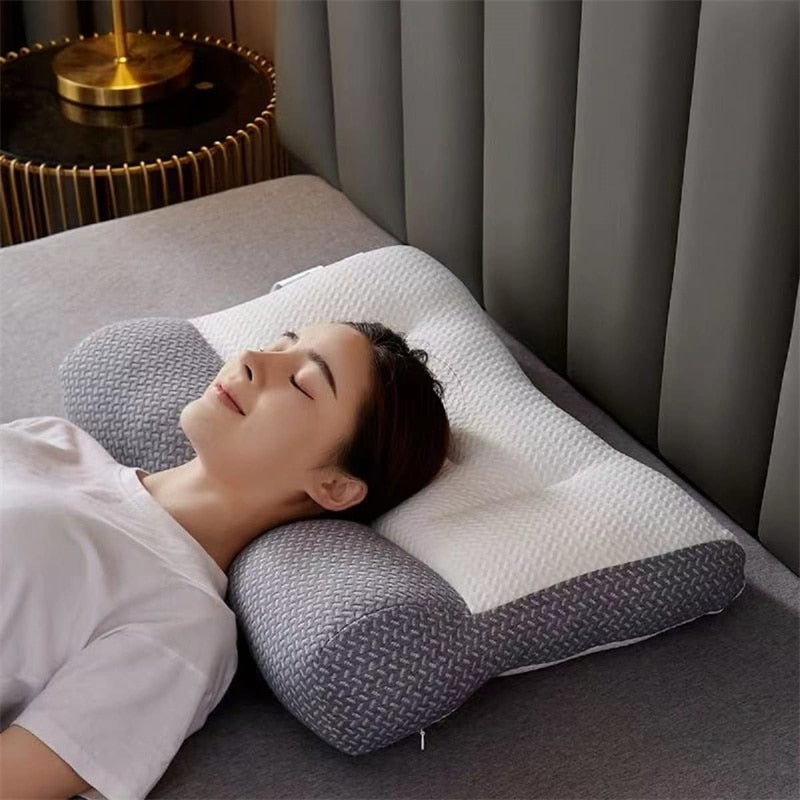 Ergonomic Cervical Pillow with 1100g Hollow Microfibre Fill for All Sleepers | Plush Support for Every Position | Bed Pillows