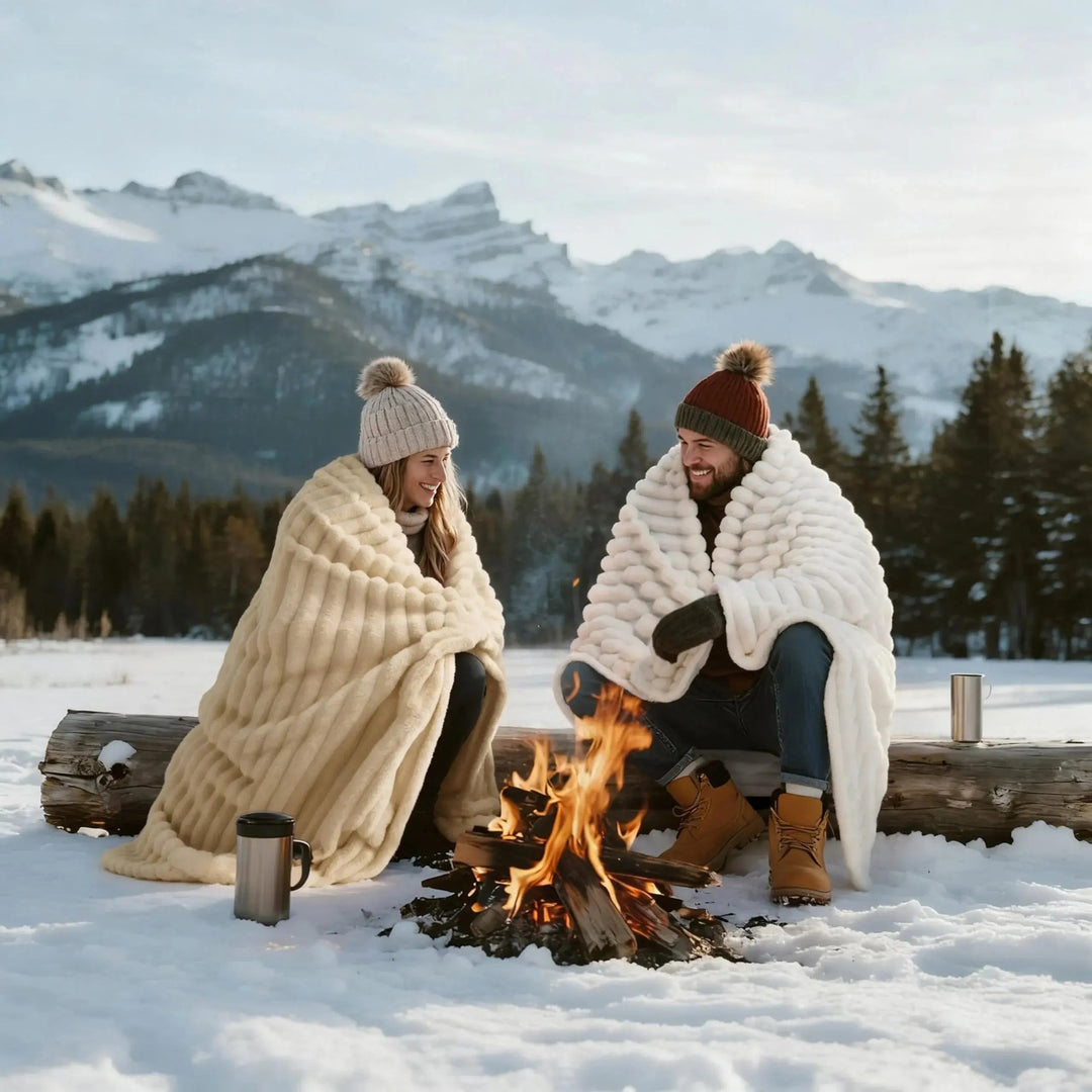 Luxury Faux Rabbit Fur Throw Blanket, Fluffy and Warm | Fluffy Warmth for Any Season | Throw Blankets