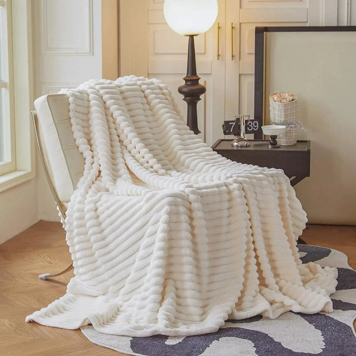 Luxury Faux Rabbit Fur Throw Blanket, Fluffy and Warm | Fluffy Warmth for Any Season | Throw Blankets