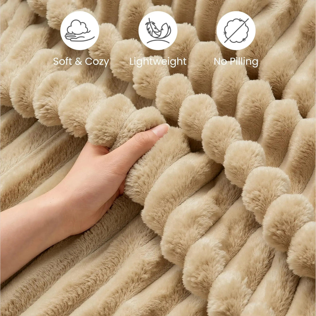 Luxury Faux Rabbit Fur Throw Blanket, Fluffy and Warm | Fluffy Warmth for Any Season | Throw Blankets