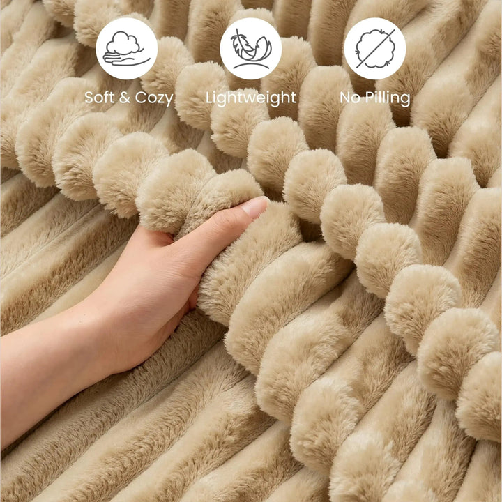 Luxury Faux Rabbit Fur Throw Blanket, Fluffy and Warm | Fluffy Warmth for Any Season | Throw Blankets