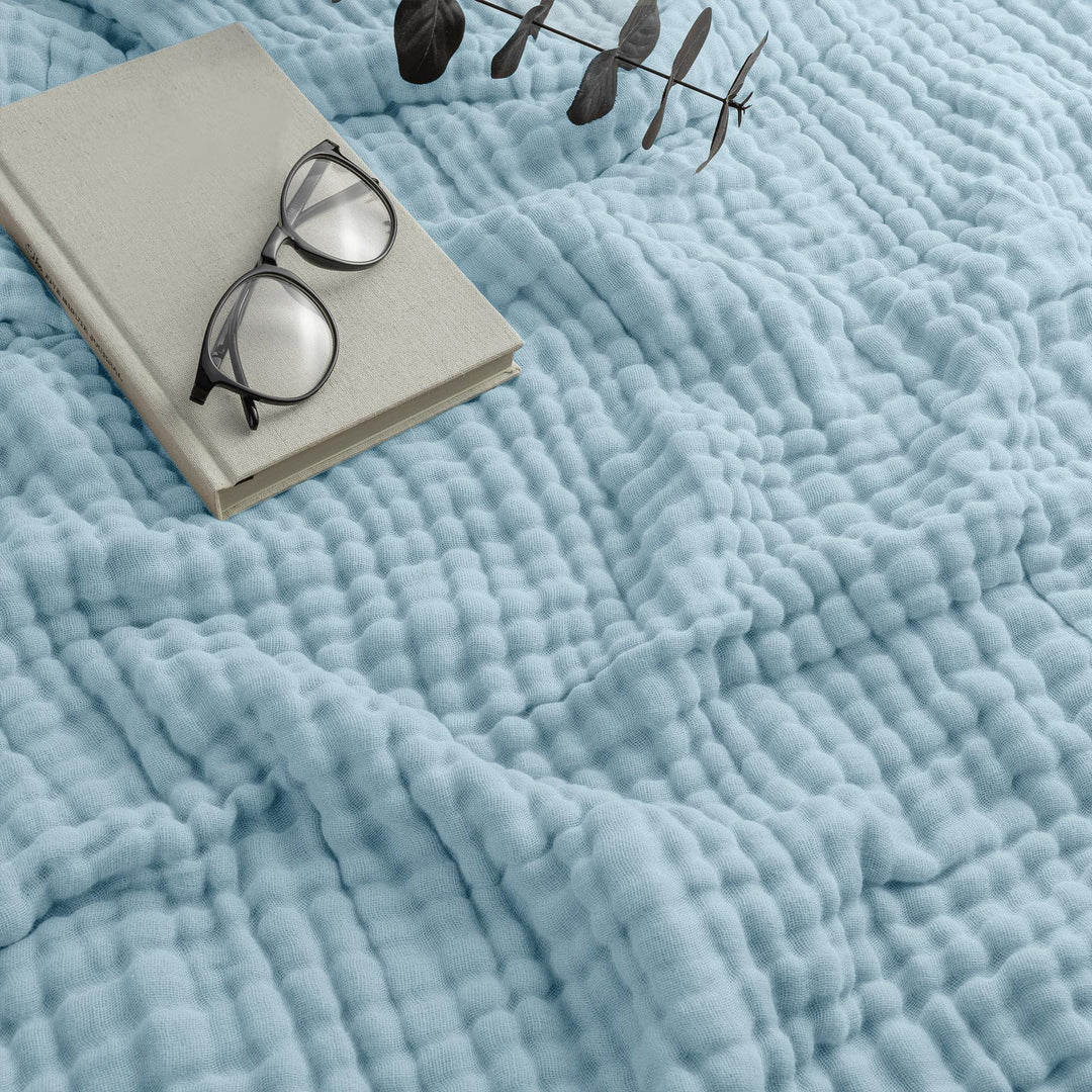 Cotton Muslin Boho Throw Blanket with Six Layer Weave | Breathable Everyday Softness | Throw Blankets