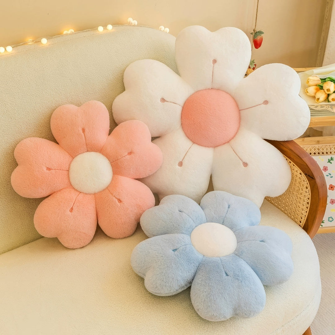 Plush Flower Shaped Throw Pillow in Pastel Petals, Two Sizes | Soft Petal Pillow in Pastels | Plush Pillows