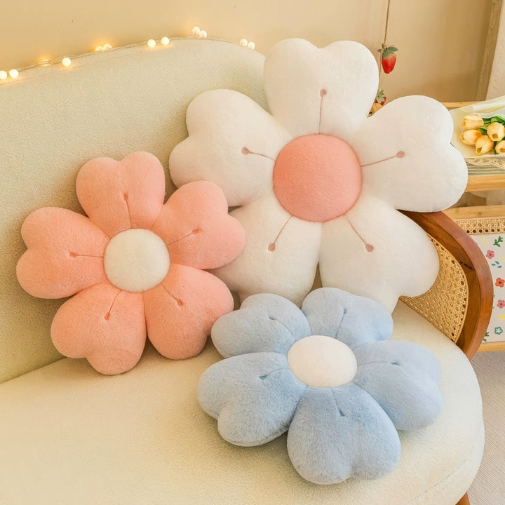 Plush Flower Shaped Throw Pillow in Pastel Petals, Two Sizes | Soft Petal Pillow in Pastels | Plush Pillows