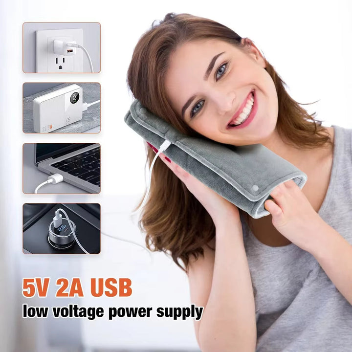 Machine Washable USB Heated Mat with Microplush Fabric | USB Warmth for Desk and Travel | Heating Pads