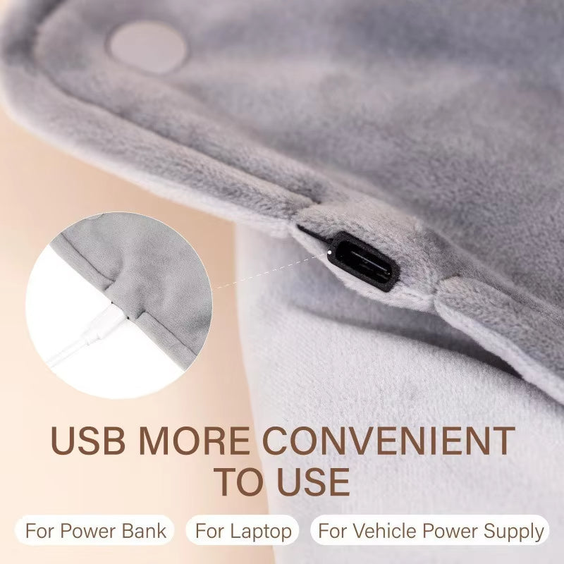 Machine Washable USB Heated Mat with Microplush Fabric | USB Warmth for Desk and Travel | Heating Pads