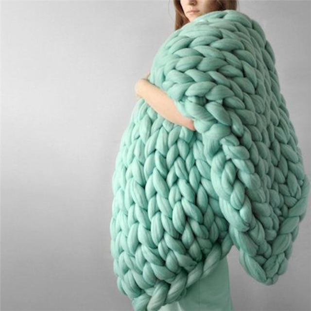 Handmade Chunky Knit Blanket, Super Soft and Warm, 80 x 100 cm | Artisan Chunky Knit in Earthy Colours | Throw Blankets