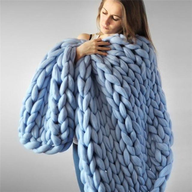 Handmade Chunky Knit Blanket, Super Soft and Warm, 80 x 100 cm | Artisan Chunky Knit in Earthy Colours | Throw Blankets