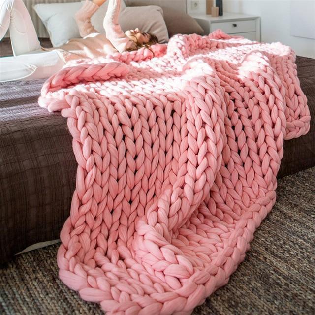 Handmade Chunky Knit Blanket, Super Soft and Warm, 80 x 100 cm | Artisan Chunky Knit in Earthy Colours | Throw Blankets