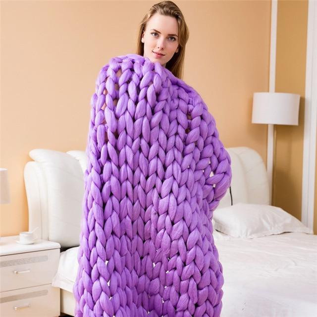Handmade Chunky Knit Blanket, Super Soft and Warm, 80 x 100 cm | Artisan Chunky Knit in Earthy Colours | Throw Blankets