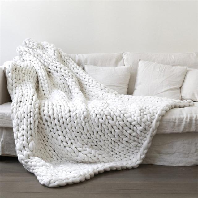 Handmade Chunky Knit Blanket, Super Soft and Warm, 80 x 100 cm | Artisan Chunky Knit in Earthy Colours | Throw Blankets