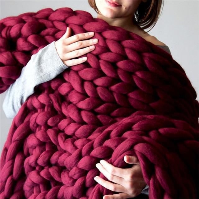 Handmade Chunky Knit Blanket, Super Soft and Warm, 80 x 100 cm | Artisan Chunky Knit in Earthy Colours | Throw Blankets
