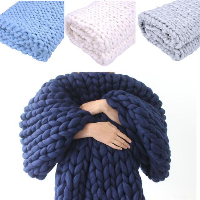 Handmade Chunky Knit Blanket, Super Soft and Warm, 80 x 100 cm | Artisan Chunky Knit in Earthy Colours | Throw Blankets