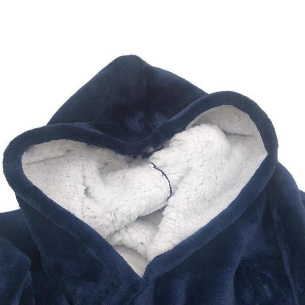 Fleece-Lined Blanket Sweater with Giant Hood, Wide Sleeves and Front Pocket | Roomy Blanket Sweater with Hood | Wearable Blankets