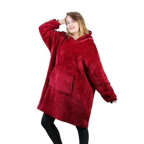 Fleece-Lined Blanket Sweater with Giant Hood, Wide Sleeves and Front Pocket | Roomy Blanket Sweater with Hood | Wearable Blankets