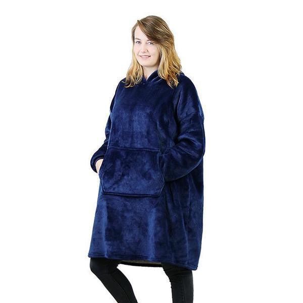 Fleece-Lined Blanket Sweater with Giant Hood, Wide Sleeves and Front Pocket | Roomy Blanket Sweater with Hood | Wearable Blankets