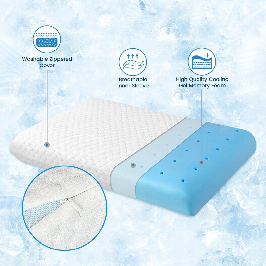 Gel Foam Pillow with Air-Flow Holes for Cool Sleep | Cooler Sleep With Ventilation | Bed Pillows
