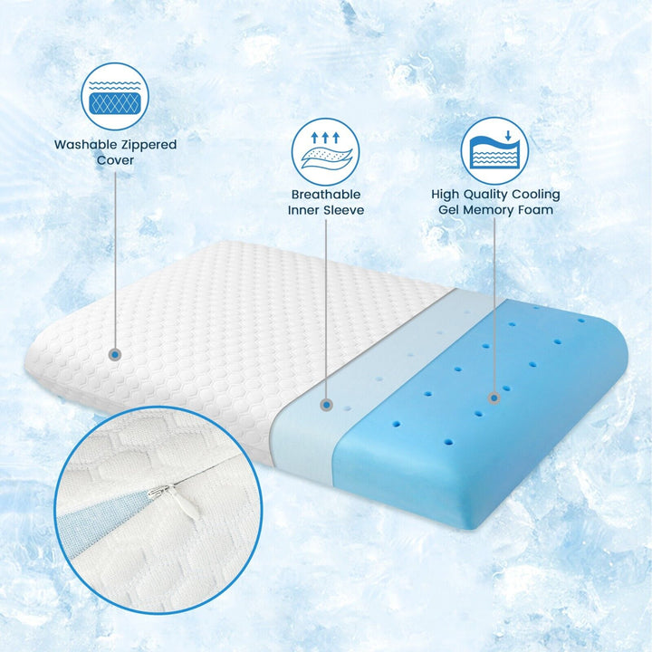 Gel Foam Pillow with Air-Flow Holes for Hot and Allergy-Prone Sleepers | Ventilated Gel Foam for Cool Sleep | Cooling Pillows