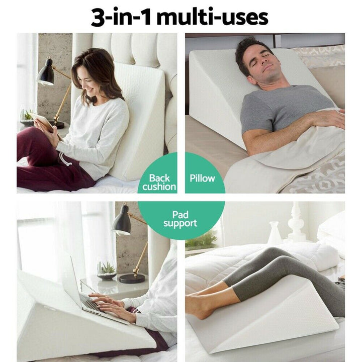 Orthopedic Cooling Gel Memory Foam Wedge Pillow with Washable Cover | Dual-Layer Wedge for Back and Neck | Wedge Pillows