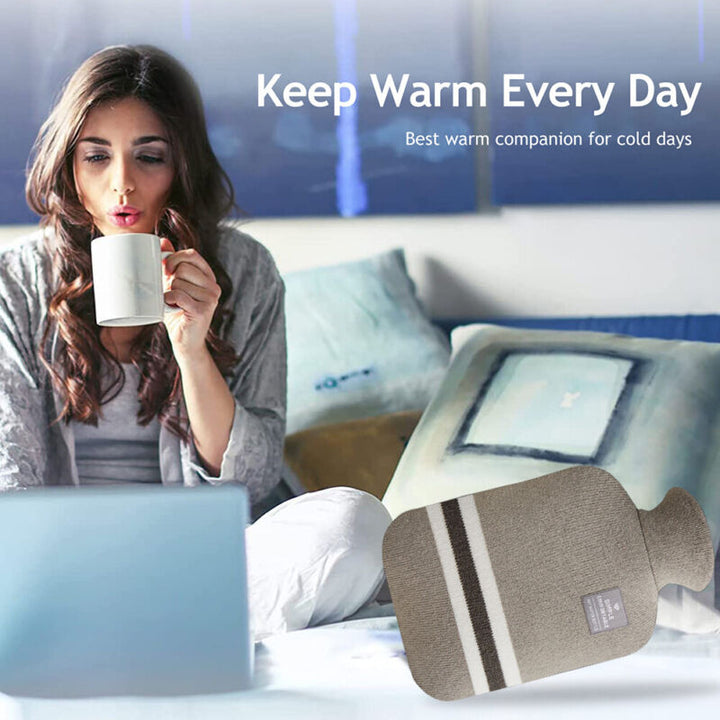 2L Hot and Cold Water Bag with Soft Knitted Cover in Six Colours | Warmth or Chill in a Knitted Cover | Hot Water Bottles