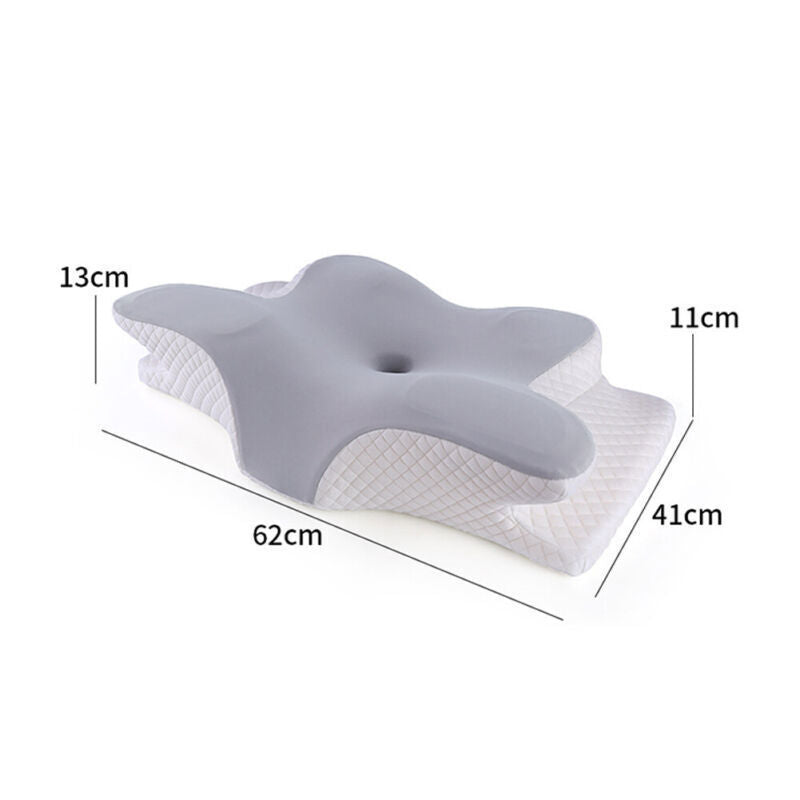 5-in-1 Ergonomic Memory Foam Cervical Pillow with Arm Rests and Silk Cover | Five Zones for Neck Comfort | Bed Pillows
