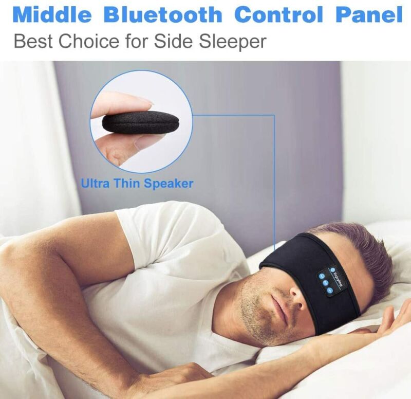 Bluetooth Sleep Headphones Headband with Flat Speakers for Side Sleepers | Soft Headband With Flat Speakers | Sleep Masks