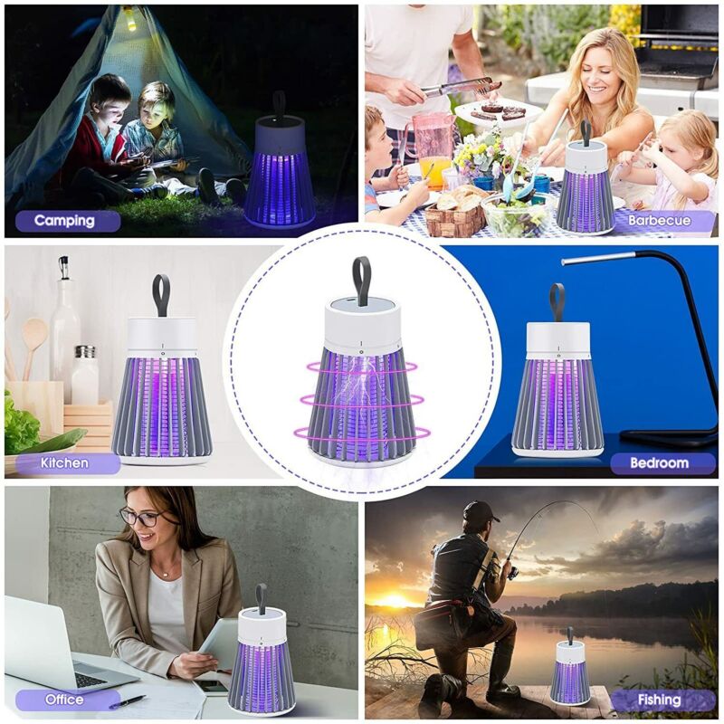 USB Rechargeable 365nm UV Mosquito Zapper Lamp for Indoor and Outdoor Use | Chemical-Free Zapper for Any Space | Insect Traps