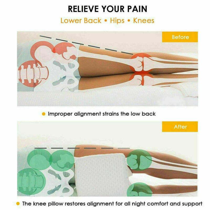 Memory Foam Knee Pillow with Washable Zip Cover for Hip Comfort | Hip, Leg and Lower Back Comfort | Knee Pillows