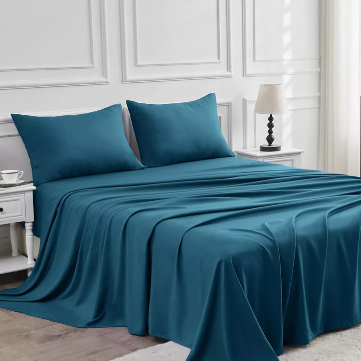 Bamboo Viscose Cooling Sheet Set with Fitted Sheet, Flat Sheet and Pillowcases | Cool Bamboo Sheets for Warm Sleepers | Bedding Sets