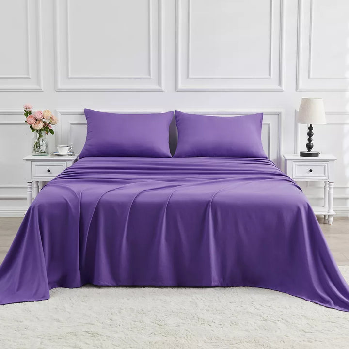 Bamboo Viscose Cooling Sheet Set with Fitted Sheet, Flat Sheet and Pillowcases | Cool Bamboo Sheets for Warm Sleepers | Bedding Sets