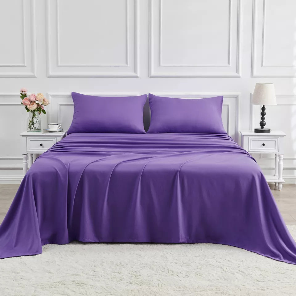 Bamboo Cooling Sheet Set with Fitted Sheet, Flat Sheet and Pillowcases | Cool, Breathable Bamboo Sheets | Bedding Sets